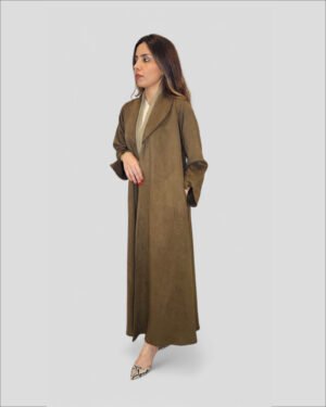 Coat Abaya - Pocket Charms in Brown Suede