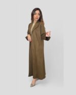 Coat Abaya - Pocket Charms in Brown Suede