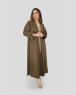 Coat Abaya - Pocket Charms in Brown Suede