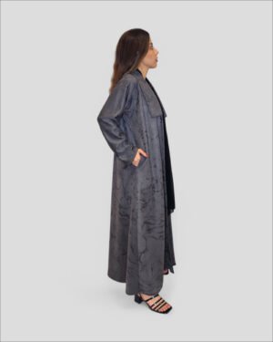 Coat Abaya - Pocket Charms in Grey Suede