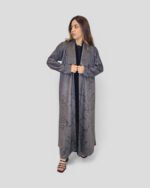 Coat Abaya - Pocket Charms in Grey Suede