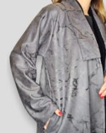 Coat Abaya - Pocket Charms in Grey Suede