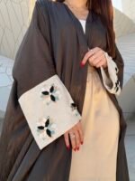 bisht butterfly abaya Green Blossom army green