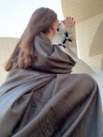 bisht butterfly abaya Green Blossom army green