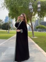 double faced velvet abaya Midnight Emerald