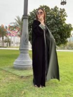 double faced velvet abaya Midnight Emerald