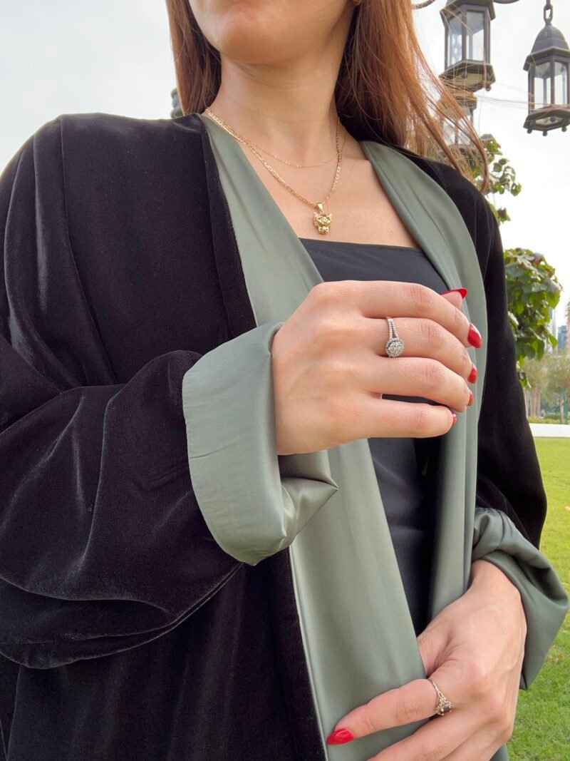 double faced velvet abaya Midnight Emerald