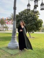 double faced velvet abaya Midnight Emerald
