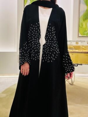 crepe classic abaya embroidered sleeves
