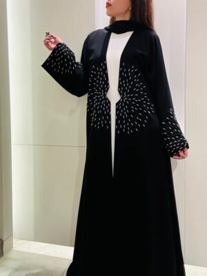 crepe classic abaya embroidered sleeves