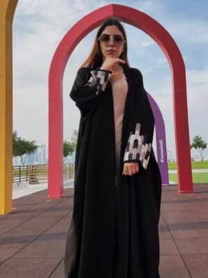 kloosh abaya Embroidered Elegance Cupra fabric