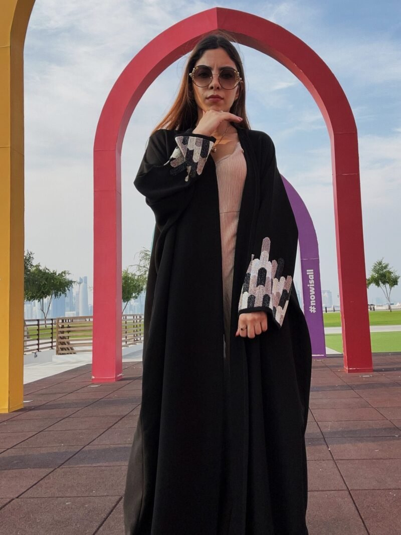 kloosh abaya Embroidered Elegance Cupra fabric