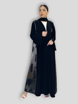 kloosh abaya Silver Lining jet black