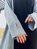 breathable linen abaya with central seam