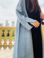 breathable linen abaya with central seam